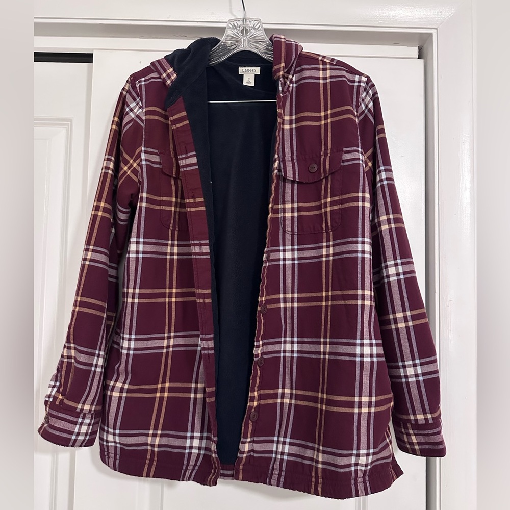 L.L. Bean Women's Fleece-Lined Flannel Hoodie, Plaid, Regular